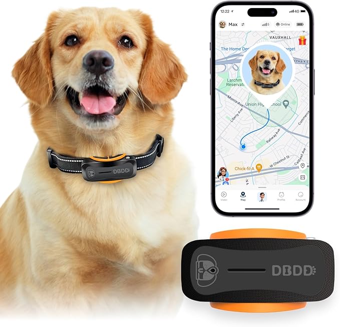 AI GPS Tracker for Dogs (30lbs+), Real Time Location and AI Vet Health Management, Electronic Fence, Waterproof, iOS and Android Universal（Black）
