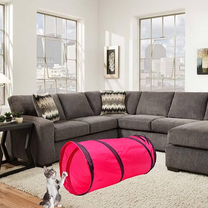 Foldable Spiral Cat Tunnel - Indoor Toy for Small Cats, Kittens, and Rabbits - Tube for Interactive Play and Outdoor Fun - Pet Activity Toy 20" 3 Pcs