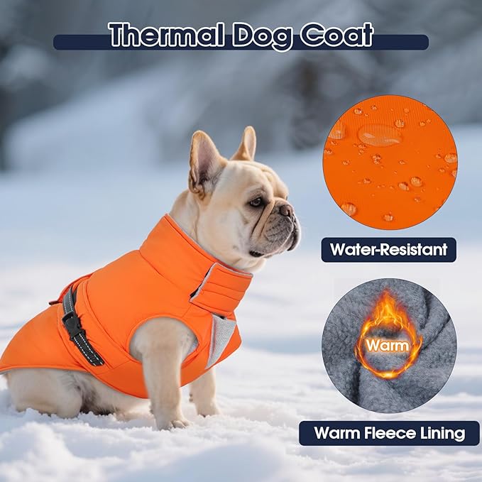 IECOii Dog Coats for Winter Reflective Pet Fleece Vests Windproof Snow Vest Jacket with Buckle Adjustable Pet Coat for Outdoor Hunting, Walking, Waterproof Snow Jackets for Pitbull, Pink, Size XL
