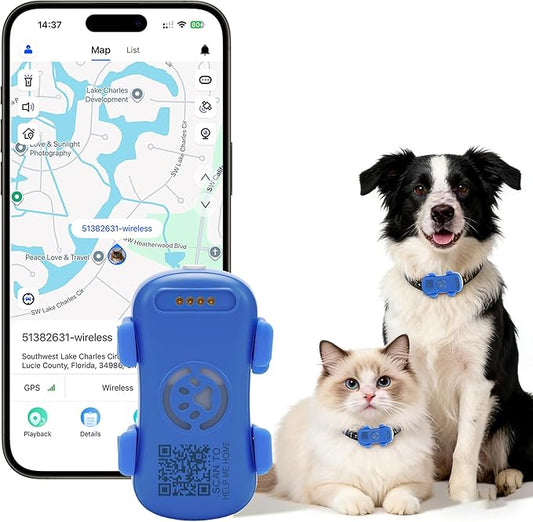 GPS Dog Tracker, Real-time Pet Location Tracker Anti Lost Dog GPS Collar Fit Most Pet Collars, Virtyal Fence, Lighting Flash&Audible Seek Mode,Subscription Needed