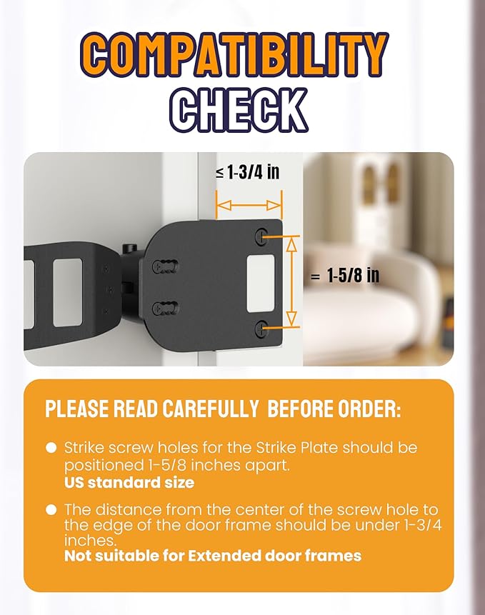 Metal Cat Door Latch, Door Prop for Cats, Easy Install, Durable & Foldable, 【5 Adjustable Sizes】 Keep Interior Door Cracked Open for cat - Dog Proof Cats Feeding Station, No Wall Damage