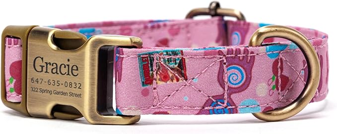 Personalized Dog Collar with Name and Phone Number Engraved,Adjustable Custom Puppy Collar,Organic Cotton Pet Collar for Small Medium Large Boy Girl Dogs
