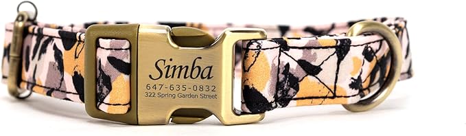 Personalized Dog Collar with Name and Phone Number Engraved,Adjustable Custom Puppy Collar,Organic Cotton Pet Collar for Small Medium Large Boy Girl Dogs