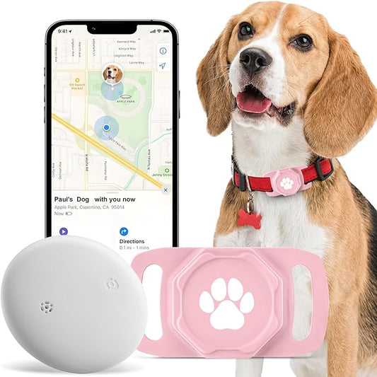 Smart Pet Tracker for Collar - Dog Trackers Pet Location Tracker with Holder, No Monthly Fee, Compatible with Apple Airtag Find My (iOS Only, Not for Android), Anti-Lost Device for Pets, Bag Straps