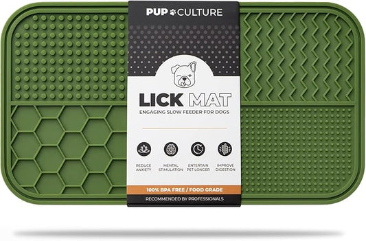 Pup Culture Dog Lick Mat for Dogs, Feeding Pad for Anxious Pets Plus 4 Different Puzzles for Mental Stimulation for Dogs - Supports Mental, Dental, and Digestive Health, Bite Resistant and Heavy Duty