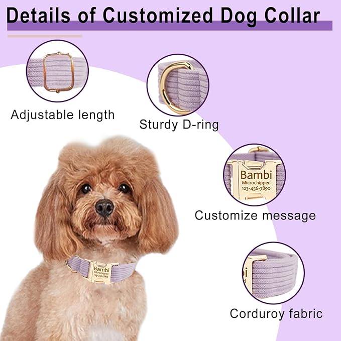 Custom Dog Collar with Names and Phone Number, Adjustable Personalized Dog Collars with Metal Buckle, Cute Dog Collars for Small Medium Large Dogs