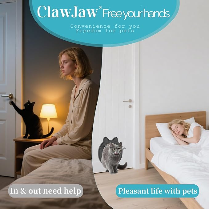 ClawJaw Pet Door, Cat Door for Interior Exterior Doors, 7.5" x 7.5" Inner Frame, 4-Way Locks, for Cats and Small Dogs, Easy to Install, Suitable for Interior and Exterior Doors, Black
