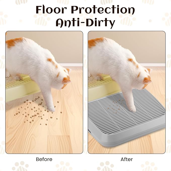Cat Litter Box Ramp Litter Box Step for Self Cleaning Mat Cat Ramp with Filter Function, Anti-Tracking Trapping Pet Pedal Step Washable Easy to Clean, Suitable for Kitten & Senior Cats (Grey)