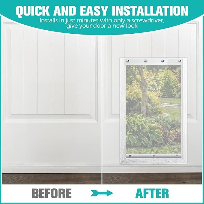 Ripeng 1 Pcs Dog Door Replacement Flaps 9.85 x 17.9 Inch Compatible with Dog Door Model Dsrwxl, Fit Dogs up to 65 Lbs, Clear Flexible Weatherproof Pet Supplies Home Flap, Easy to Install