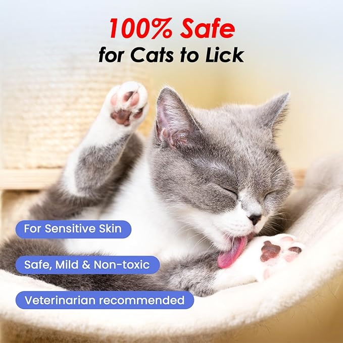 Cat Waterless Shampoo with Brush - No Rinse Formula for Quick Clean Between Baths, Hypoallergenic & Detangling, Reduce Itchy Skin Shedding, Vet-Recommended for Kittens/Senior Cats, Coconut Scent