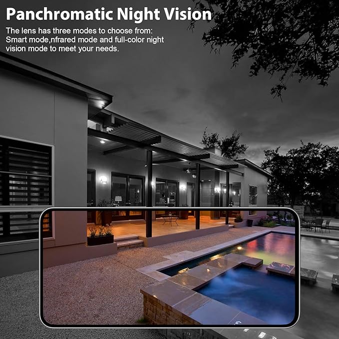 Security Camera Outdoor Wired,5GHz WiFi Camera for Home Security,360°View Two-Way Audio,AI Detection,2K Color Night Vision,Cloud & SD Card,24/7 Continuous Recording,Integrated AI 911 Emergency Alarm