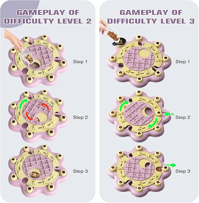 KADTC U.S. Brand & Design - 3 Levels of Challenge Dog Puzzle Toy Christmas & New Year Gift Pink Toys for Small/Medium/Large Dogs Treat Puzzles Food Slow Feeder Puppy Brain Mental Stimulation Games