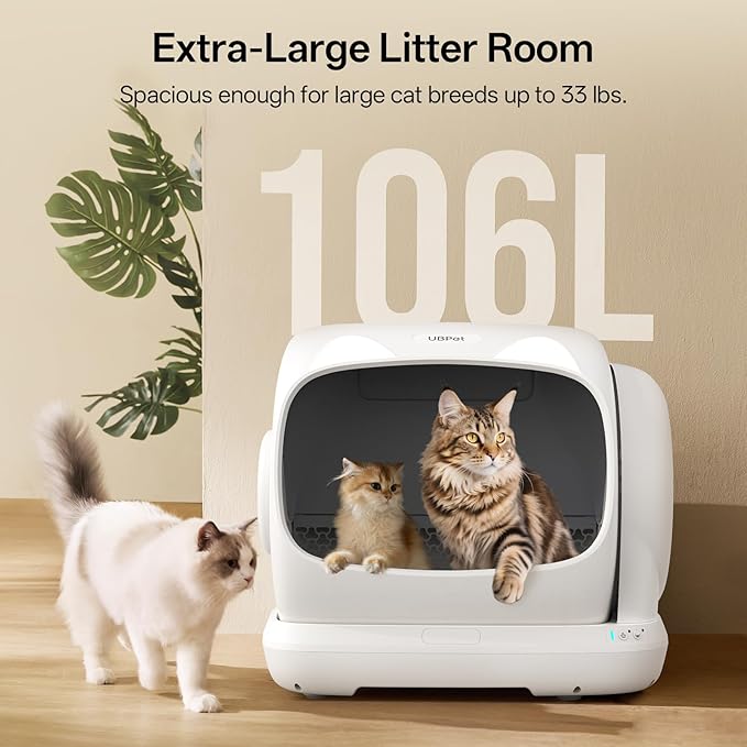 Self Cleaning Cat Litter Box, XXXL Automatic Litter Box for Multiple Cats, Weight Sensors Safety Protection, Smart APP Control, Odor Control, Works with Clumping/Bentonite/Mineral Litter