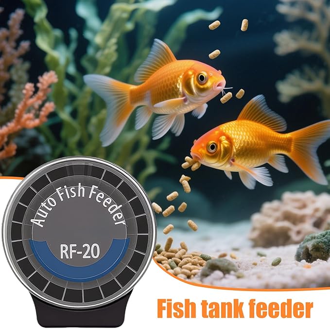 Automatic Fish Feeder - 140ml Programmable Aquarium Dispenser, Adjustable 6 Level Control, Smart Feeding Timer | Food Feeder for Axolotl Frog Shrimp Tank Desktop Home Office Aquarium Setup