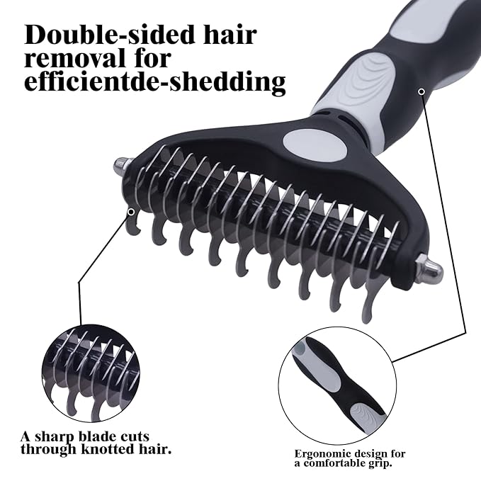 Dog brush Dog Grooming Kit 3PS： self-cleaning slicker brush dog Deshedding Tool&TPR Dog Bath Brush for dogs cats horse Home Travel (white)