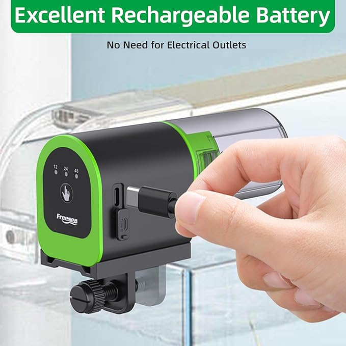 FREESEA Automatic Fish Feeder for Aquarium: Small USB Rechargeable Vacation Auto Fish Food Dispenser with Timer for Small Tank Betta Turtle