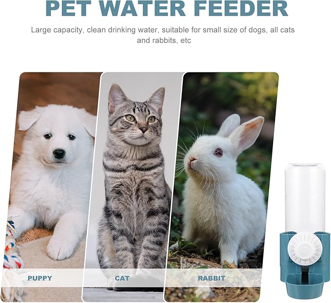 COHEALI Pet Automatic Hanging Water Dispenser Bottle for Dogs and Cats, Ocean Blue Plastic Cage Water Feeder, Space-Saving Hydration Solution for Pets in Indoor and Outdoor Use