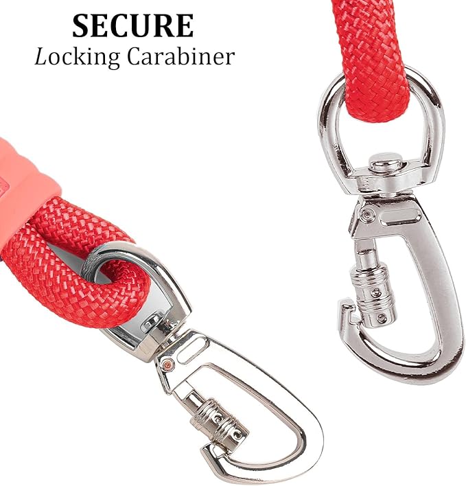 JSXD Dog Leash,5 FT Heavy Duty Dog Training Leash,Double Handle Comfortable Padded Hands Free Dog Leash,Adjustable Crossbody Waist Leash for Small Medium Large Dogs(Red)