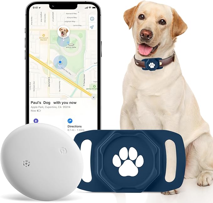 Smart Pet Tracker for Collar - Dog Trackers Pet Location Tracker with Holder, No Monthly Fee, Anti-Lost Tracking Device for Pets,Bag Straps, Compatible with Google Android Only(Not for iOS),Blue