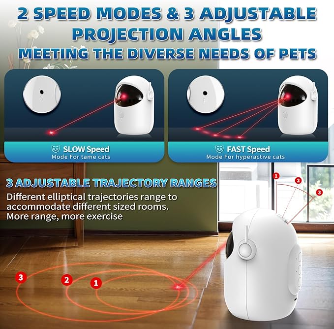 Laser Cat Toys for Indoor Cats, [2025 Newly Upgraded] Real Trajectory Motion Activated Cat Toy, Automatic Laser Pointer Interactive Automated Cat Toys for for Bored Indoor Adult Cats/Dogs/Kittenes