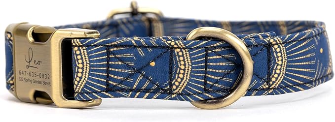 Personalized Dog Collar with Name and Phone Number Engraved,Adjustable Custom Puppy Collar,Organic Cotton Pet Collar for Small Medium Large Boy Girl Dogs