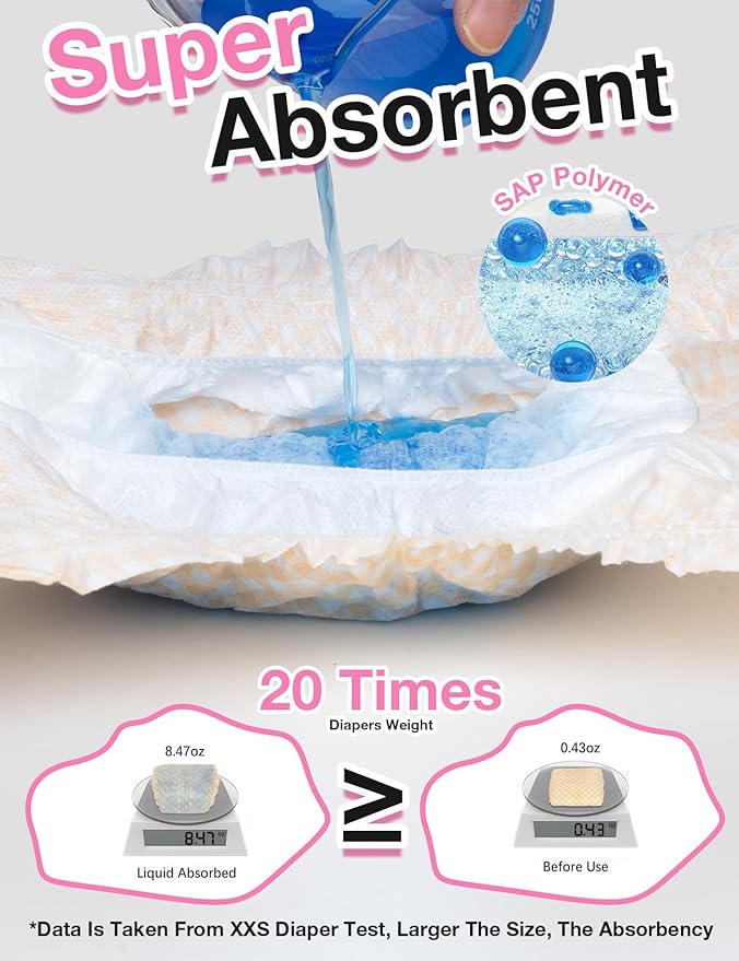 Dono Disposable Dog Diapers Female with Wetness Indicator, Disposable Doggie Diapers for Female Dogs in Heat, Super Absorbent Puppy and Kitten Doggie Diapers Female for Small Medium Large Dogs