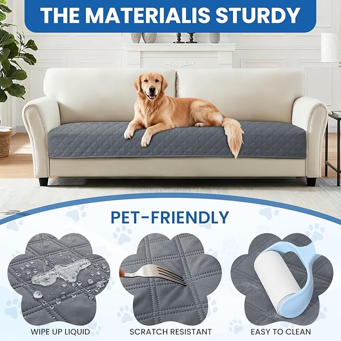 Waterproof Dog Blanket, Non-Slip Soft Pet Bed Cover, Couch Cover for Dogs Washable, Protects Sofa, Furniture, Crate, Car, Tear Resistant Leakproof Pet Blanket (30x53 Inch, Dark Grey)