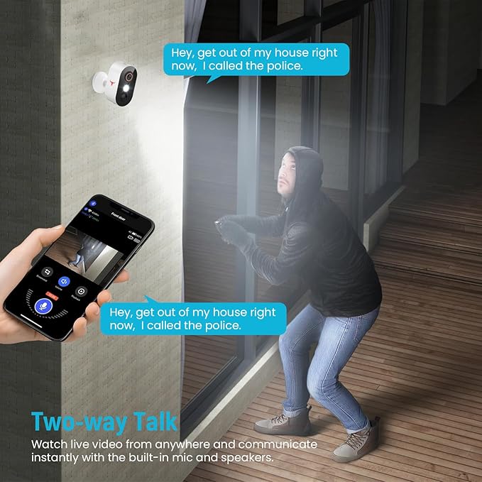 Outdoor Security Camera, Battery Powered Wireless Camera, Cloud Storage Sold Seperately, Color Night Vision, 2-Way Audio, Smart AI Motion Detection, 2.4G only (1light, 2 Pack)