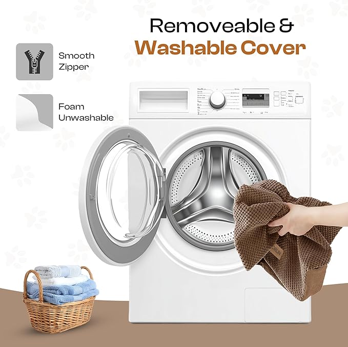 Replacement Cover for Miorun Extra Wide 5-Step Dog Stairs (Cover Only), Machine Washable, Anti-Slip, Fits Curved Dog Ramp for High Bed Up to 26", Coffee