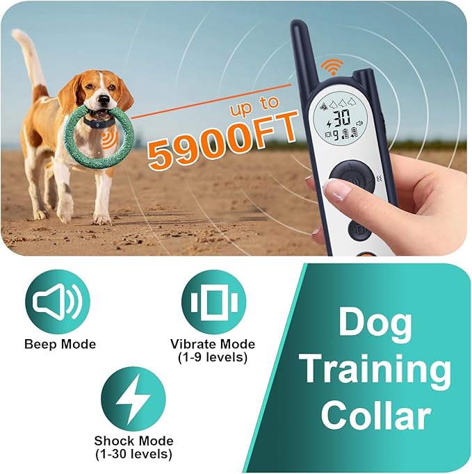 MIMOFPET Wireless Dog Fence System for 2 Dogs - Up to 3500ft Adjustable Electric Fence,Waterproof Training Collar Rechargeable,Pet Containment System for Large Medium Dogs