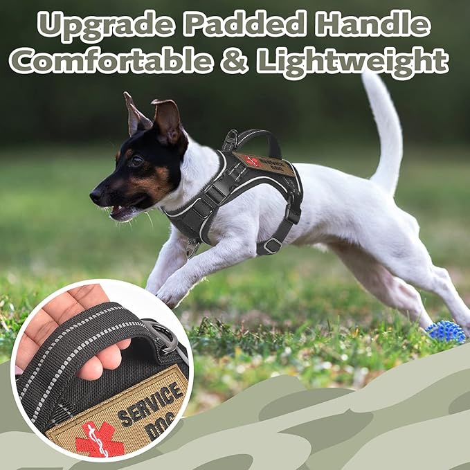 Tactical XS Dog Harness, Military Service Dog Vest with Vertical Handle, No Pull Outdoor Training Small Puppy Vest Chihuahua Harness (Black, XS)