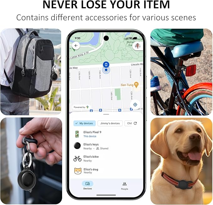 Bluetooth Tracker for Android, Android Airtag Compatible with Google Find My Device App, Replaceable Battery Item Finder, Tracker Tag for Keys, Suitcase, Backpack, Wallet, Luggage (for Pets)