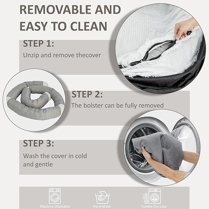 71" Human Dog Bed for Adult, Giant Orthopedic Memory Foam Dog Sofa Bed, Large Oversize Washable Faux Fur Pet Couch with Plump Pillow, Blanket, Strap - Light Grey