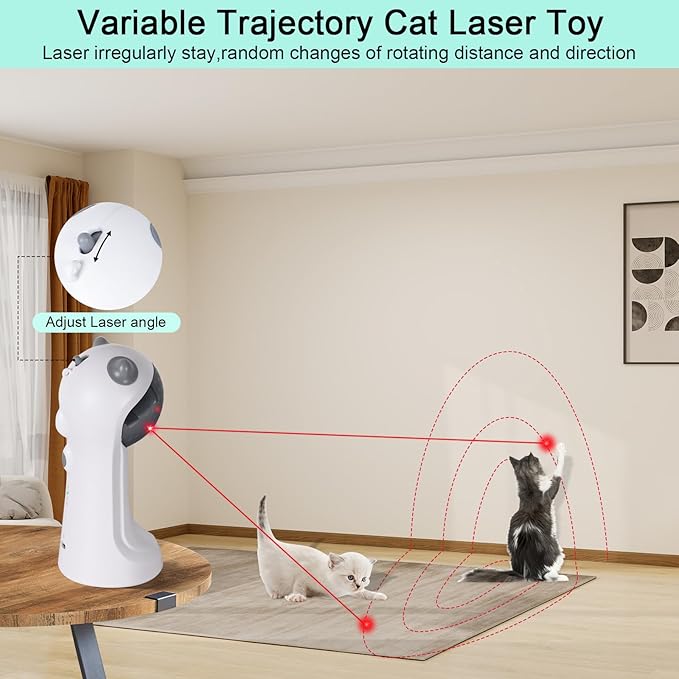 TBTeek Cat Toy Automatic Motion-Activated, Rechargeable, 5 Fun Patterns, Random Rotating Trajectory, 4 Speed Modes, Adjustable Light Angles for Indoor Cat Kitten Dog