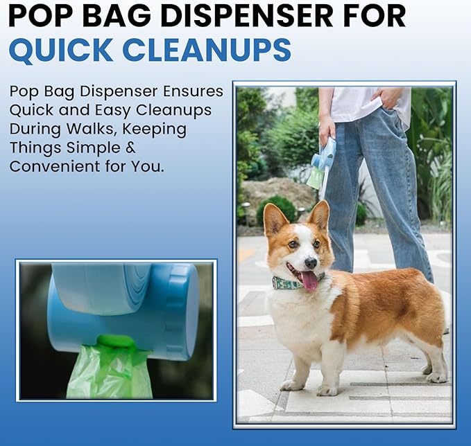 Retractable Dog Fancy Leash with Flashlight and Dispenser, 16 ft Dog Retractable Leash is Perfect for Safe and Comfortable Walking with Your Pet - Suitable for Dogs - Blue