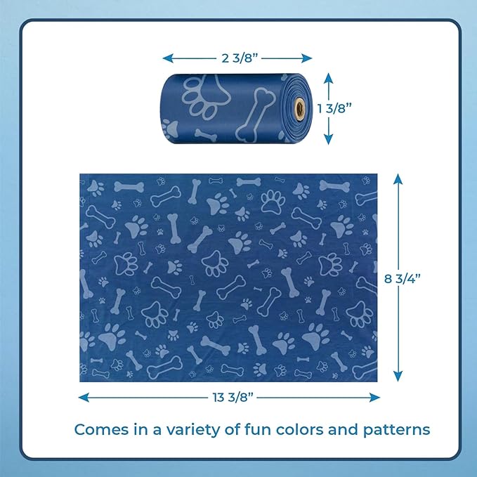 Best Pet Supplies Dog Poop Bags for Waste (150 Bags) Refuse Cleanup, Doggy Roll Replacements for Outdoor Puppy Walking and Travel, Leak Proof and Tear Resistant, Thick Plastic - Assorted Colors