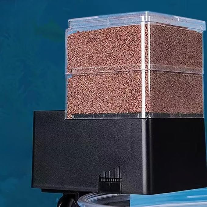 Automatic Fish Tank Feeder, with 5-Speed Airtight Dispensing, 21x11x8cm, Auto Fish Feeding Machine, Aquarium Feeding Device, Smart Timer Function, for Home Tanks, Ponds, Turtles, Betta, Shrimp