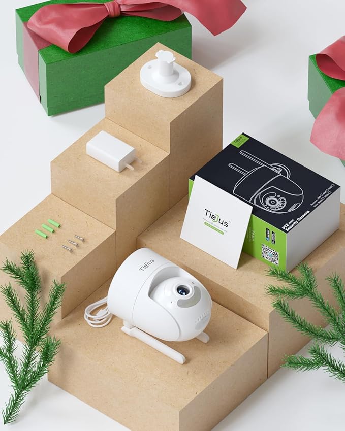 2.4G/5G Security Camera Outdoor, 2K Wired Cameras for Home Security, 360° PTZ Rotating, 24/7 Recording, Color Night Vision, AI Human Auto Tracking, 2-Way Audio, Alexa, IP66