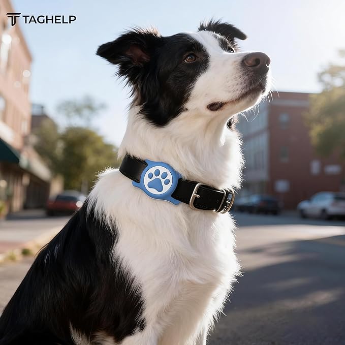 [4 Pack] TAGHELP-Airtag Dog Collar Holder, Waterproof Protective Case for Apple AirTag, Durable & Lightweight with Full-Body Protection, Soft Silicone (Pink Blue & Purple Green)