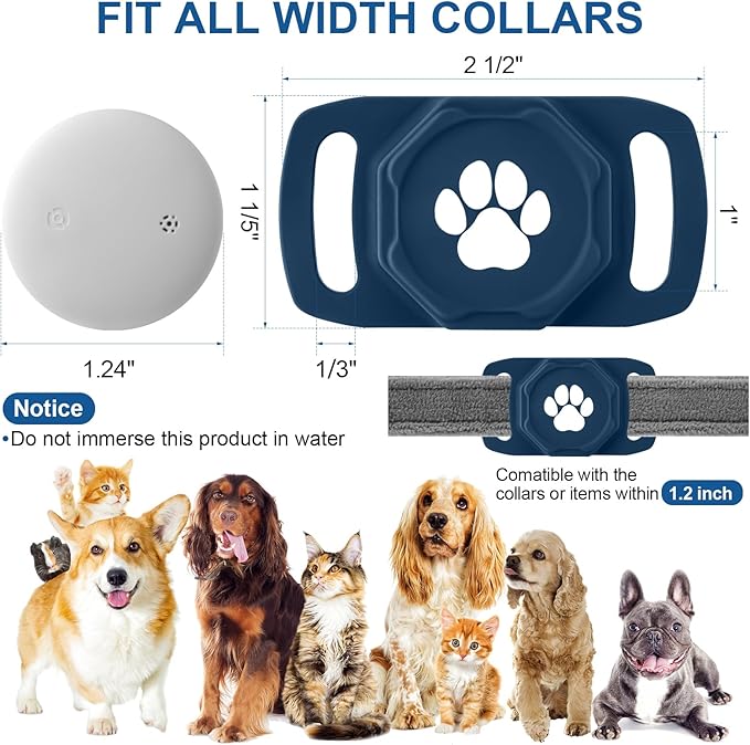 Smart Pet Tracker for Collar - Dog Trackers Pet Location Tracker with Holder, No Monthly Fee, Anti-Lost Tracking Device for Pets,Bag Straps, Compatible with Google Android Only(Not for iOS),Blue