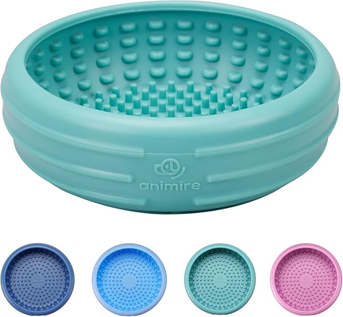 Dog Lick Bowl, Animire Freeze Lick Mat for Dogs, Non-Slip Slow Feeder Licking Bowl Enrichment Treat for Distraction Anxiety Relief, Food Grade Silicone, Dishwasher Safe(Teal,XL)