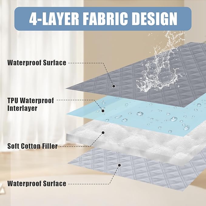 Smiry Waterproof Dog Bed Cover Pet Blanket, Soft Washable Dog Blanket for Furniture Bed Couch Sofa Reversible, Checkered (52"x82", Grey/Light Grey)