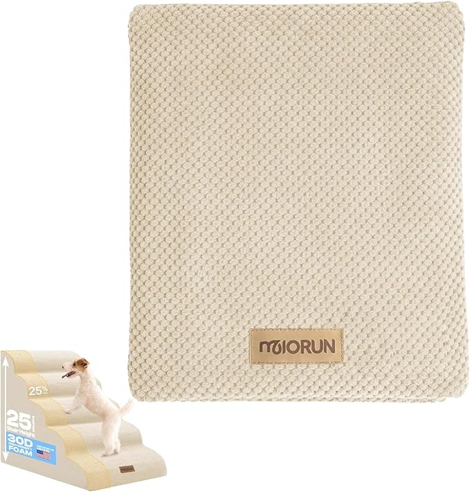 Replacement Cover for Miorun Extra Wide 5-Step Dog Stairs (Cover Only), Machine Washable, Anti-Slip, Fits Curved Dog Ramp for High Bed Up to 26", Beige