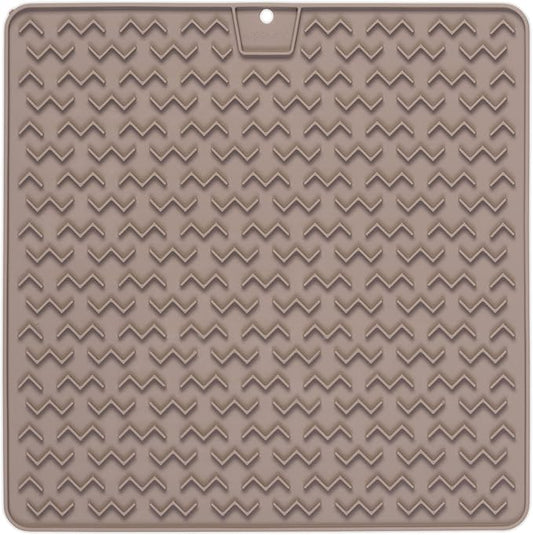 Messy Mutts Silicone Therapeutic Interactive Feeding and Licking Mat | 12” x 12” | Slow Feeder for Boredom & Anxiety | Lick Pad for Cats & Small Dogs | Grey