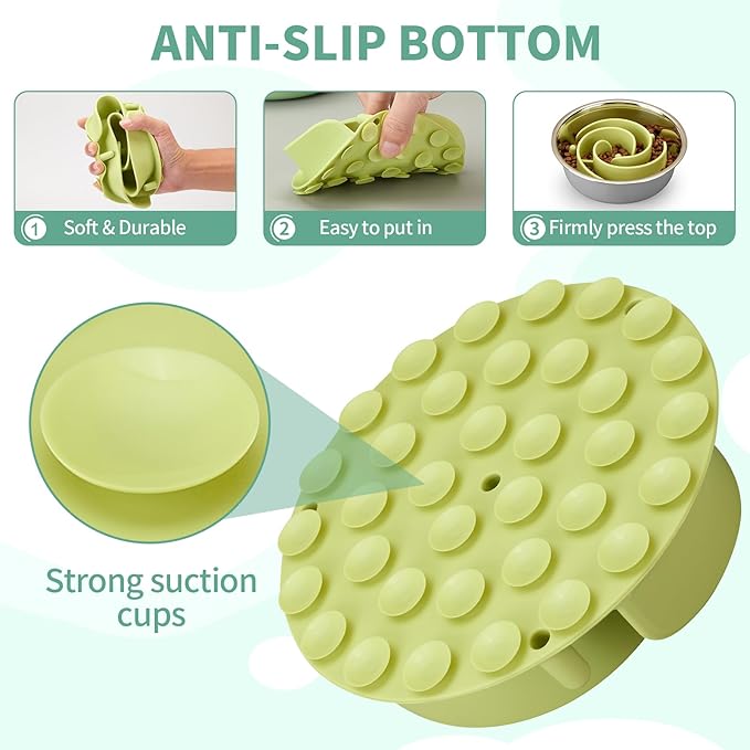 Slow Feeder Dog Bowls Insert, Animire Soft Silicone Slow Eating Dog Food Bowl for Small, Medium and Large Dogs, Compatible with Regular and Elevated Bowls