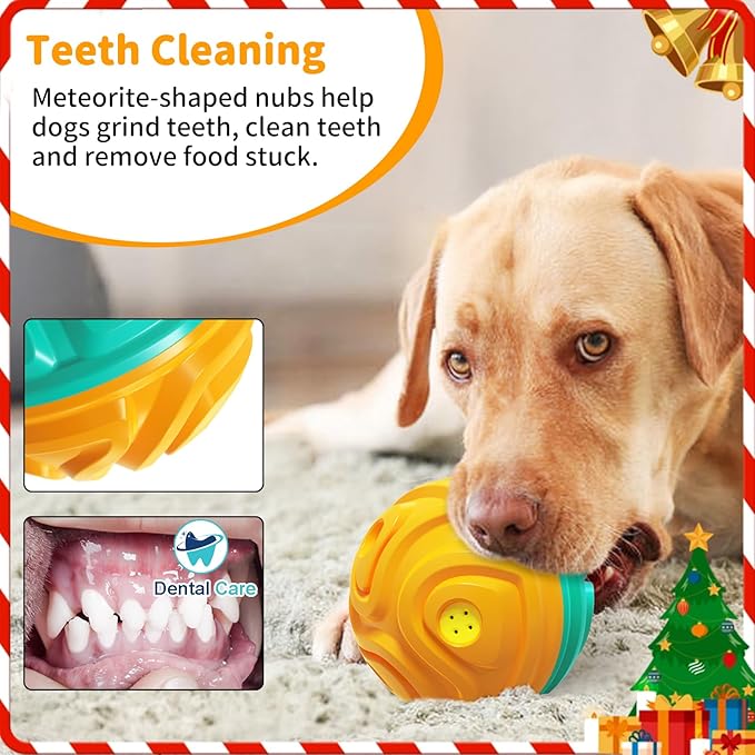 Dog Ball for Aggressive Chewers - Interactive Dog Toy Giggle Balls Fun Squeaky Sound to Keep Them Busy, Durable for Small Medium Large Breeds, Rubber Chew Toys, As Seen on TV, Orange & Blue