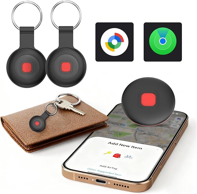 Air Tracker Tags for Android & iPhone, Bluetooth Item Finder Compatible with Apple Find My and Android Find Hub, 4 Pack Anti-Lost Dog/Pet/Key Tracker Tags with IP67 Waterproof Silicone Cases