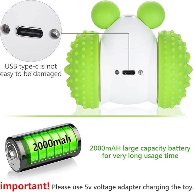 Interactive Cat Toy – Automatic Motion-Activated Cat Ball with Feathers & Jingle Bell, 360° Rotating, Rechargeable 2000mAh Battery, LED Light, Night Auto-Off – Ideal for Indoor Cats (Purple)