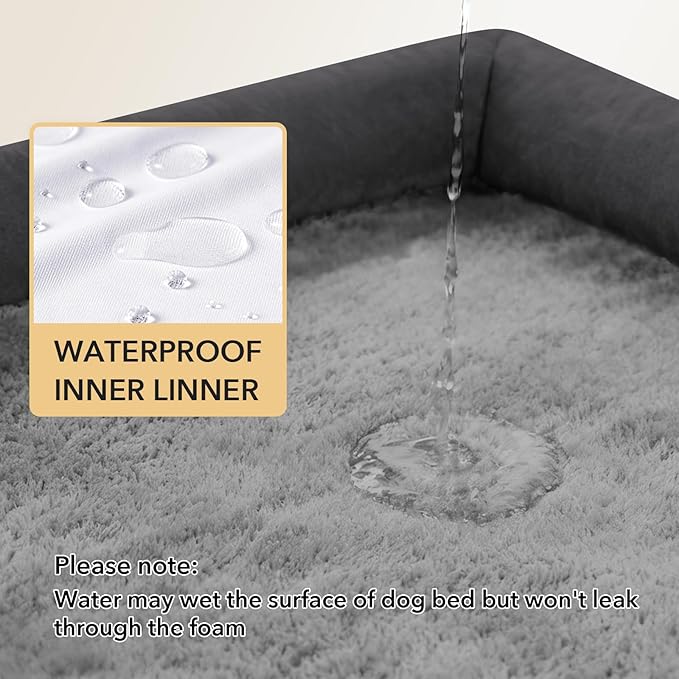 Orthopedic XXL Dog Beds, Waterproof Egg Crate Foam Big Pet Bed for All Breed Sized Dogs 53x42Inch, Washable Extra Large Dog Couch Bed with Removable Cover and Non-Slip Bottom, Dark Grey