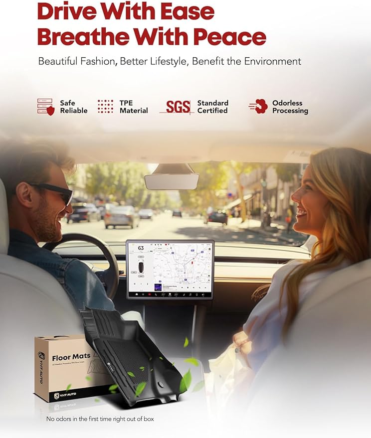 YHTAUTO Floor Mats Fit 2021-2025 Ford Bronco 4-Door No Sport, TPE All Weather Floor Liner Odorless Custom Fit Car Mats, 1st 2nd Row Bronco Accessories